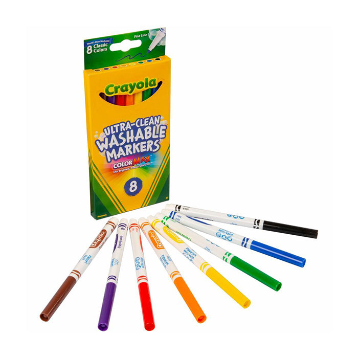 ULTRA-CLEAN WASHABLE MARKERS, FINE LINE, CLASSIC COLORS, 8 COUNT MARKERS by CRAYOLA at Sundora