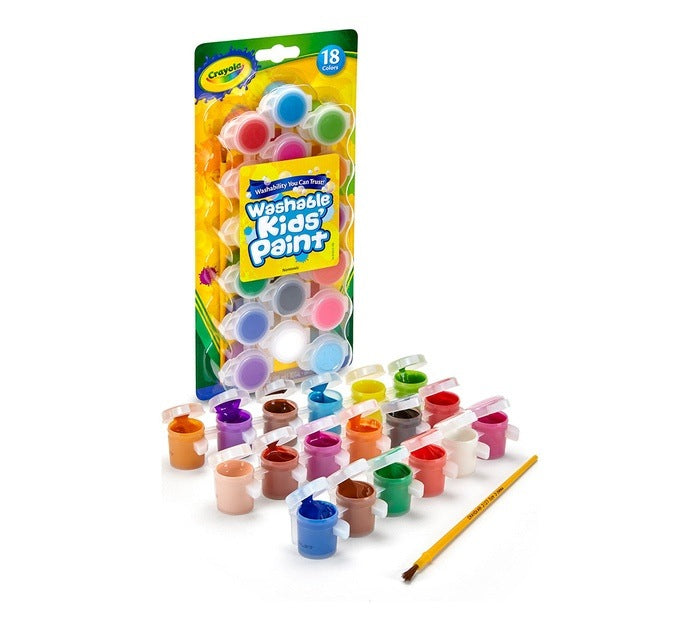 18 Colors Washable Kids Paint Pot With Brush PAINT SET by CRAYOLA at Sundora