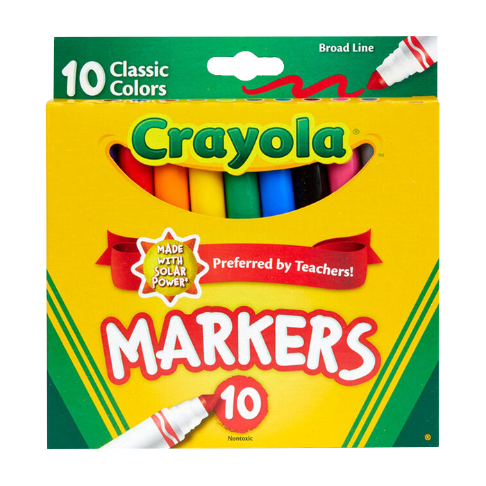 BROAD LINE MARKERS, CLASSIC COLORS, 10 COUNT MARKERS by CRAYOLA at Sundora