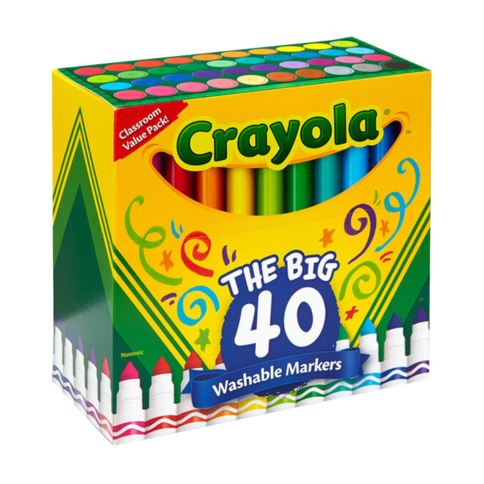 40 COUNT ULTRA-CLEAN WASHABLE MARKERS, BROAD LINE MARKERS by CRAYOLA at Sundora