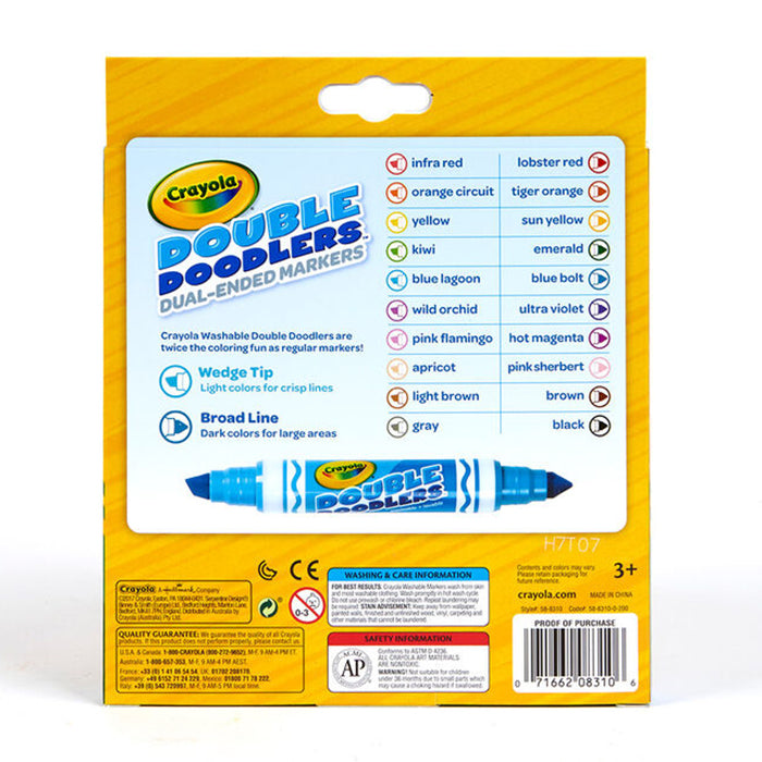 10 DUAL-ENDED (20 COLORS) WASHABLE DOUBLE DOODLERS MARKERS by CRAYOLA at Sundora