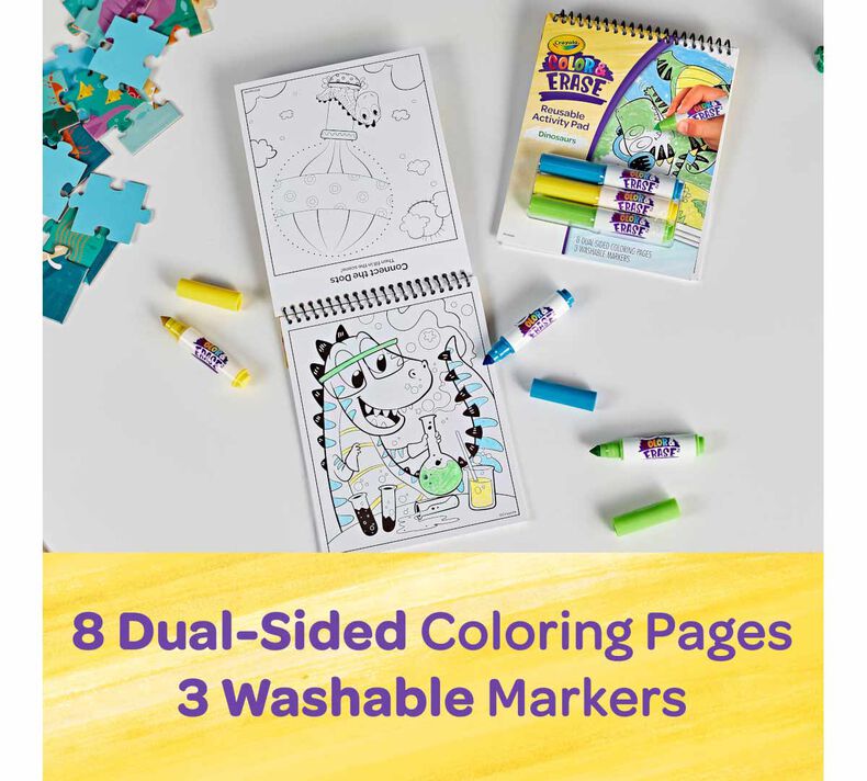 Color & Erase 16 Reusable Activity Pad With Markers Dinosaurs REUSABLE COLORING PAD by CRAYOLA at Sundora