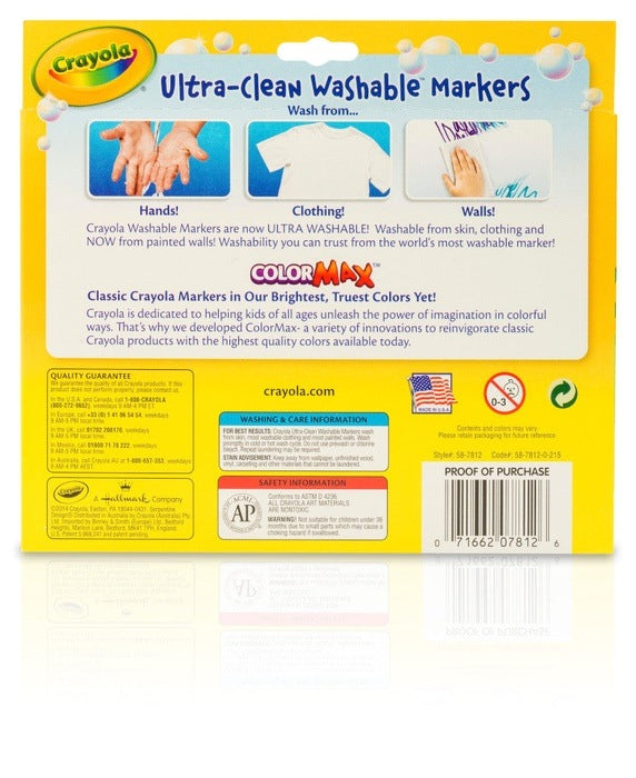 12 Colors Board Line Ultra Clean Washable Marker MARKERS by CRAYOLA at Sundora