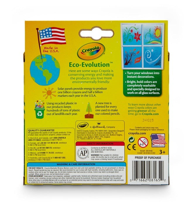 8 Colors Window Markers MARKERS by CRAYOLA at Sundora