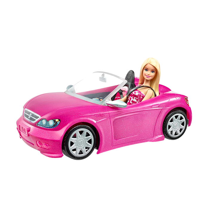Doll & Car Playset, Sparkly Pink 2-Seater Toy Convertible With Glam Details & Fashion Doll - DJR55 DOLLS & PLAYSETS by BARBIE at Sundora