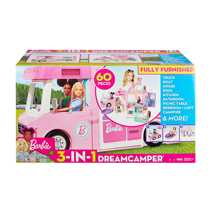 Camper, Doll Playset With 50 Accessories, Truck, Boat And House, 3-In-1 Dream Camper - GHL93 DOLLS & PLAYSETS by BARBIE at Sundora