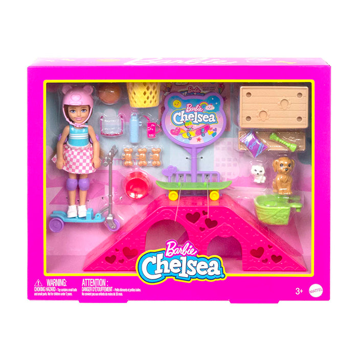 Chelsea Doll And Accessories, Skatepark Playset With 2 Puppies And 15+ Pieces - HJY35 DOLLS & PLAYSETS by BARBIE at Sundora