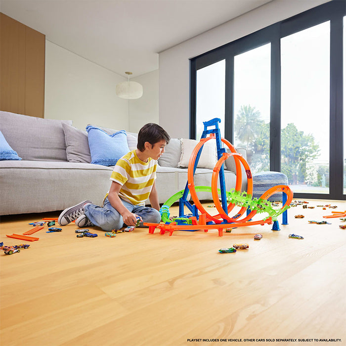 Track Set With 5 Crash Zones, Motorized Booster And 1 Car - HNL97 TRACKSETS & PLAYSETS by HOT WHEELS at Sundora