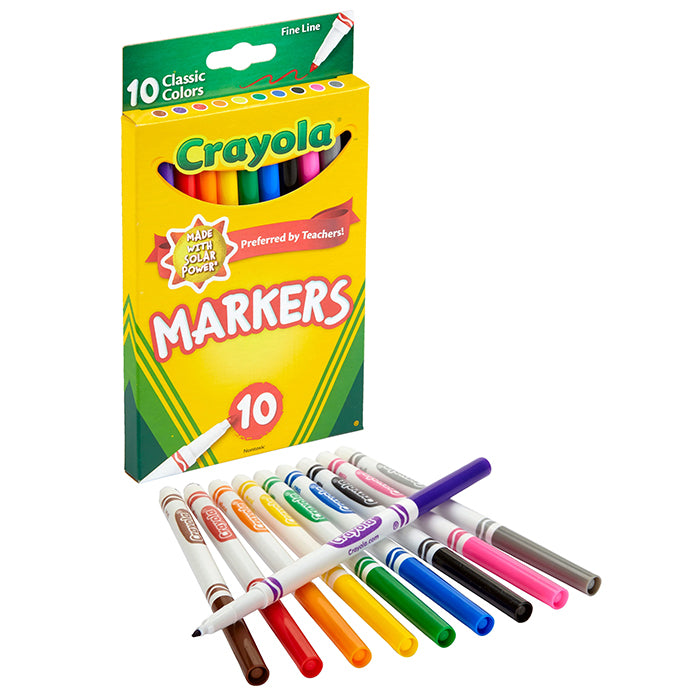 FINE LINE MARKERS, CLASSIC COLORS, 10 COUNT MARKERS by CRAYOLA at Sundora