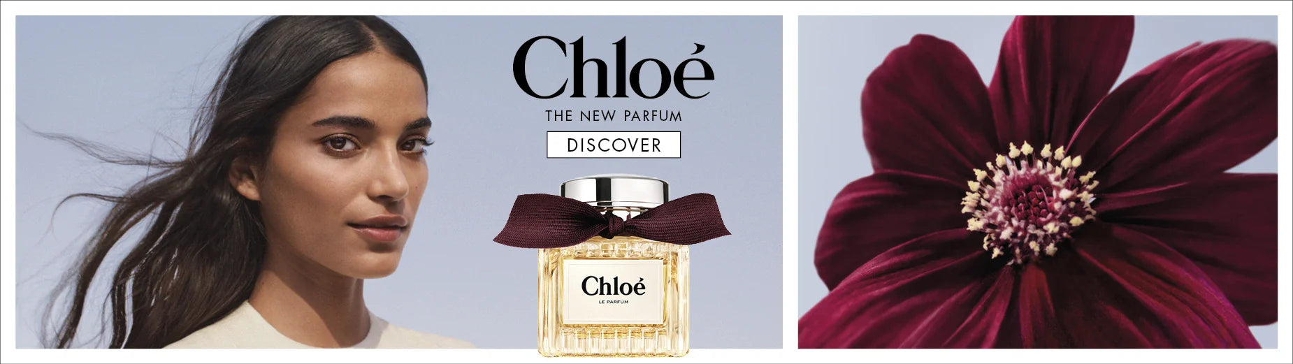 Chloé Nomade perfume bottle on a blue decorative dish, luxury fragrance display