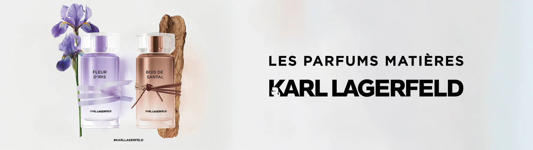 Blue and pink Karl Lagerfeld Jeans Urban Blue and Urban Pink perfume bottles on a metallic background.