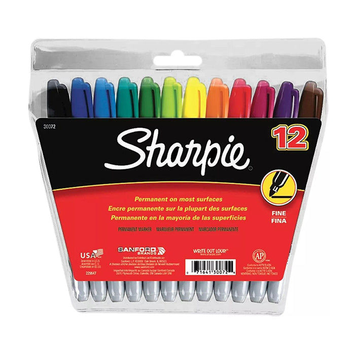 SHARPIE FINE POINT PERMANENT MARKERS 12/PKG ASSORTED COLORS STATIONERY by SHARPIE at Sundora