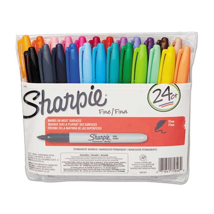 SHARPIE® ASSORTED COLOR FINE POINT PERMANENT MARKER, PACKAGE OF 24 STATIONERY by SHARPIE at Sundora
