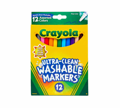 12 Colors Fine Line Ultra Clean Washable Marker MARKERS by CRAYOLA at Sundora