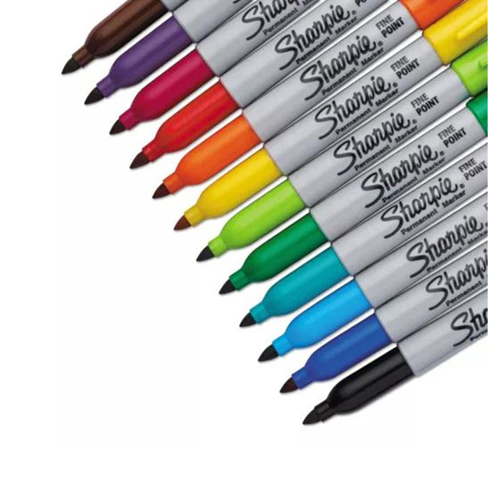 SHARPIE FINE POINT PERMANENT MARKERS 12/PKG ASSORTED COLORS STATIONERY by SHARPIE at Sundora