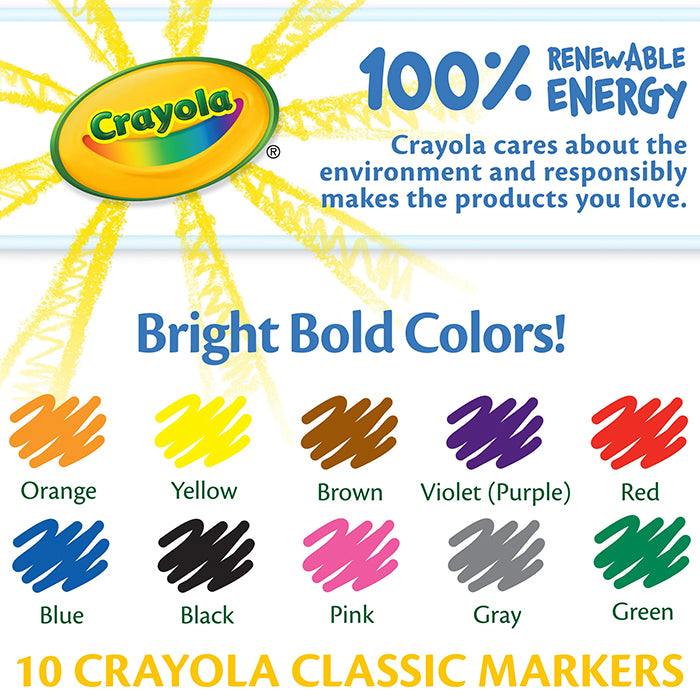 FINE LINE MARKERS, CLASSIC COLORS, 10 COUNT MARKERS by CRAYOLA at Sundora