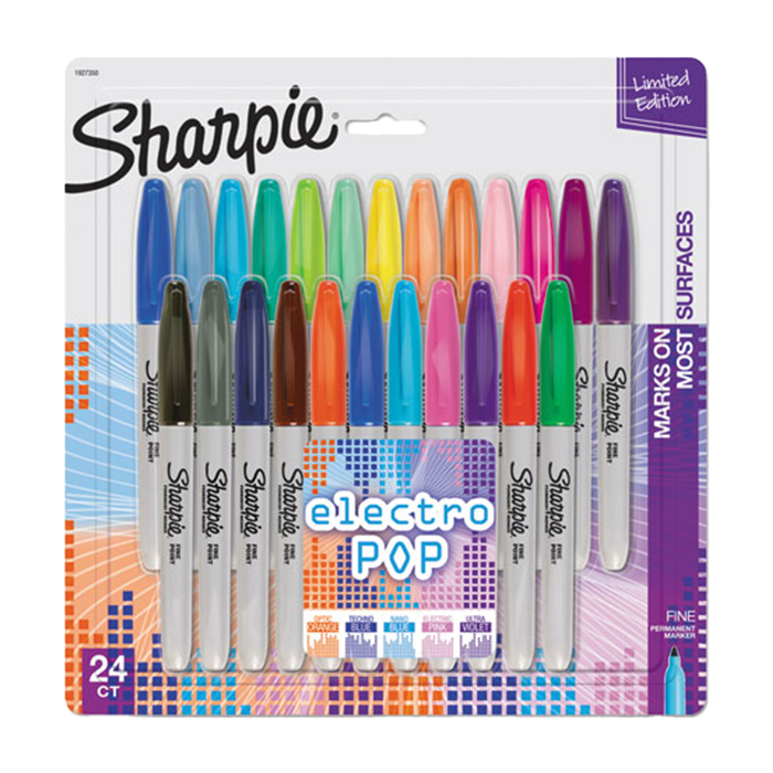 SHARPIE® FINE POINT ELECTRO POP MARKER, ASSORTED, 24 MARKERS MARKERS by SHARPIE at Sundora