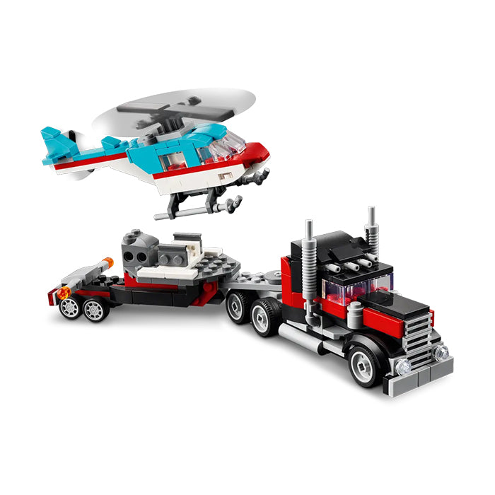 31146 CREATOR FLATBED TRUCK WITH HELICOPTER TOYS by LEGO at Sundora