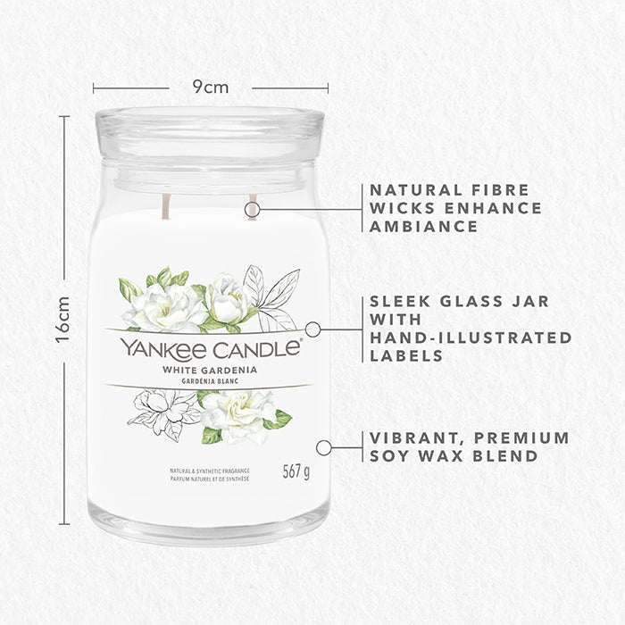 WHITE GARDENIA SIGNATURE JAR CANDLE by YANKEE CANDLE at Sundora