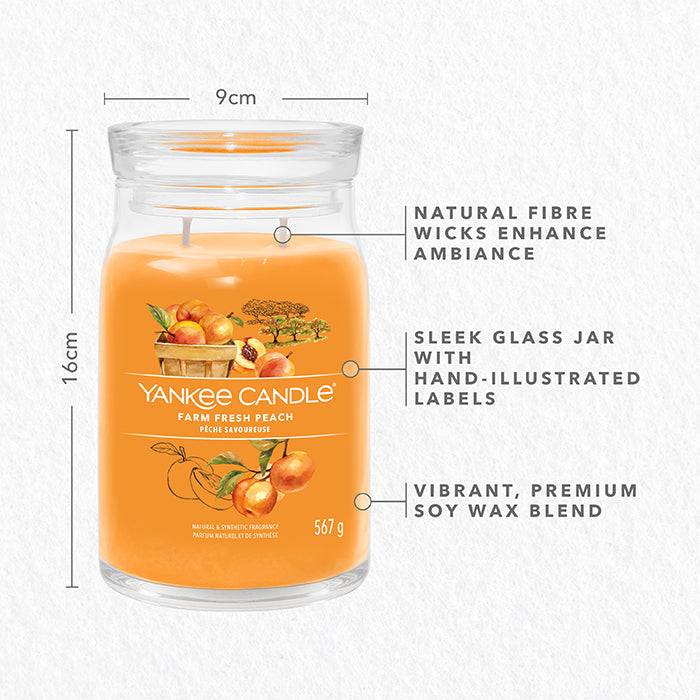 FARM FRESH PEACH SIGNATURE JAR CANDLE by YANKEE CANDLE at Sundora