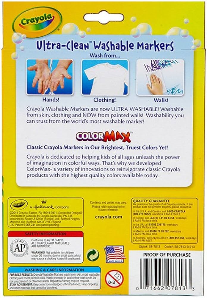 12 Colors Fine Line Ultra Clean Washable Marker MARKERS by CRAYOLA at Sundora