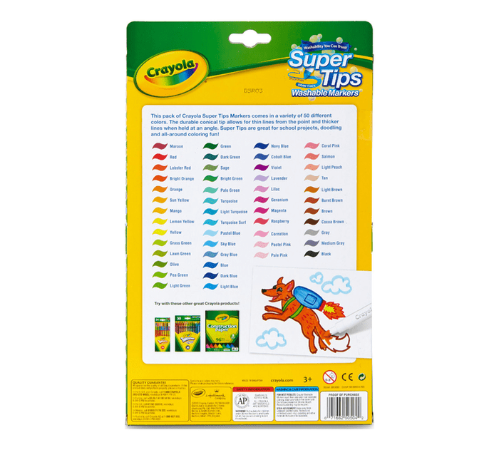50 Colors Super Tips Washable Marker Set MARKERS by CRAYOLA at Sundora