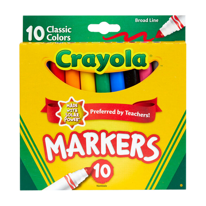 BROAD LINE MARKERS, CLASSIC COLORS, 10 COUNT MARKERS by CRAYOLA at Sundora