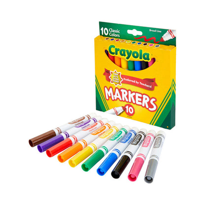 BROAD LINE MARKERS, CLASSIC COLORS, 10 COUNT MARKERS by CRAYOLA at Sundora