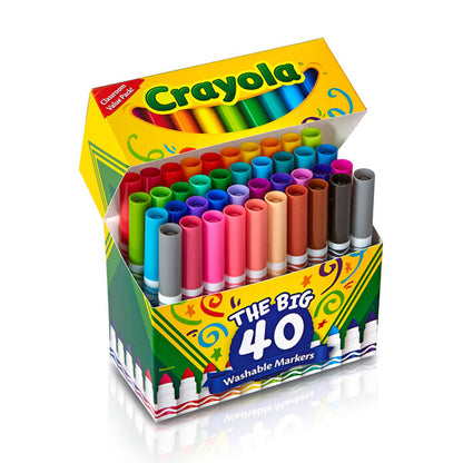 40 COUNT ULTRA-CLEAN WASHABLE MARKERS, BROAD LINE MARKERS by CRAYOLA at Sundora