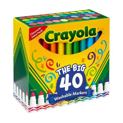 40 COUNT ULTRA-CLEAN WASHABLE MARKERS, BROAD LINE MARKERS by CRAYOLA at Sundora
