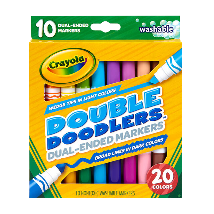 10 DUAL-ENDED (20 COLORS) WASHABLE DOUBLE DOODLERS MARKERS by CRAYOLA at Sundora