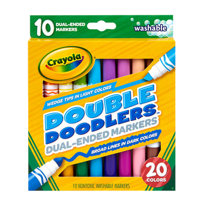 10 DUAL-ENDED (20 COLORS) WASHABLE DOUBLE DOODLERS MARKERS by CRAYOLA at Sundora