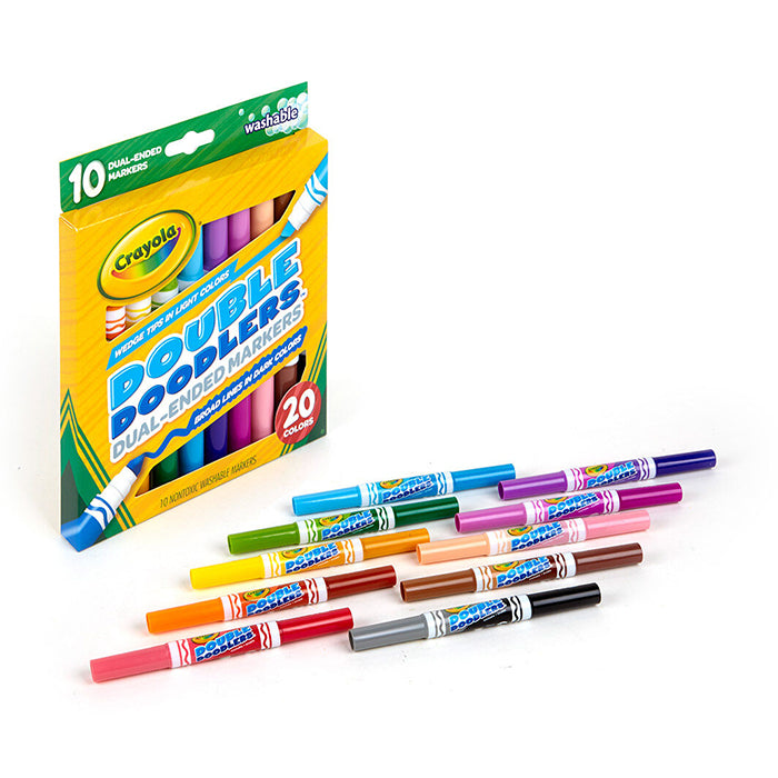 10 DUAL-ENDED (20 COLORS) WASHABLE DOUBLE DOODLERS MARKERS by CRAYOLA at Sundora