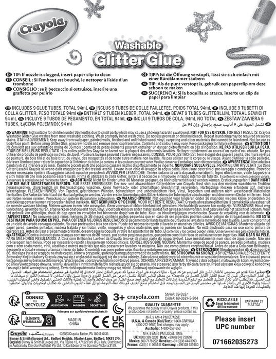 Washable Glitter Glue 9Pcs STATIONERY by CRAYOLA at Sundora