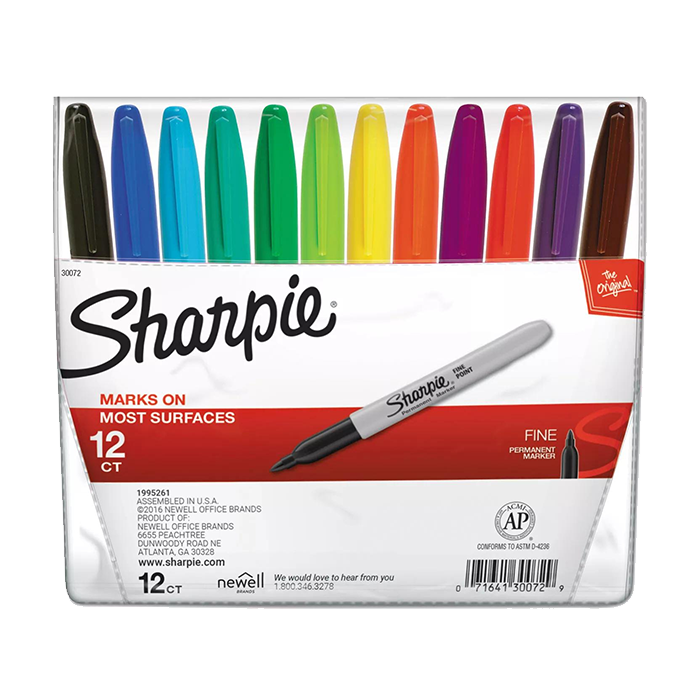 SHARPIE FINE POINT PERMANENT MARKERS 12/PKG ASSORTED COLORS STATIONERY by SHARPIE at Sundora