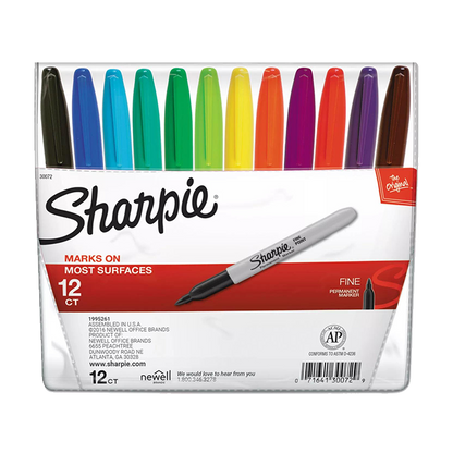 SHARPIE FINE POINT PERMANENT MARKERS 12/PKG ASSORTED COLORS STATIONERY by SHARPIE at Sundora
