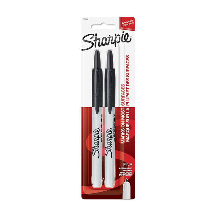 SHARPIE RETRACTABLE PERMANENT MARKERS, FINE POINT, BLACK STATIONERY by SHARPIE at Sundora