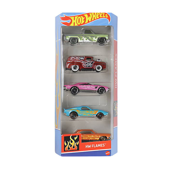 Hw Flames Die Cast Cars Pack of 5 Vehicles