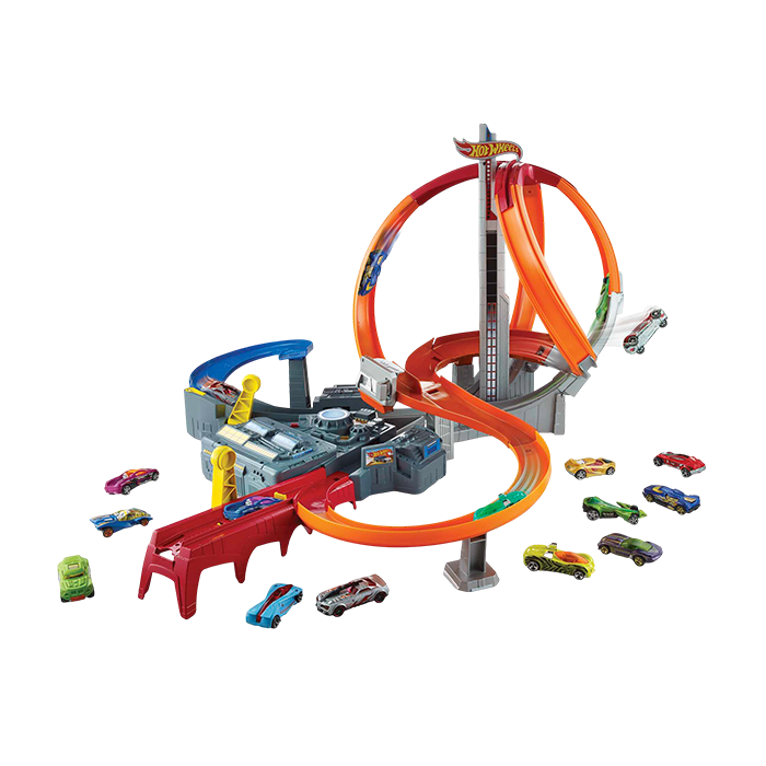 Track Set With 1:64 Scale Toy Car, Motorized, Multi-Lane Racing and Crashing - CDL45 TRACKSETS &amp; PLAYSETS by HOT WHEELS at Sundora