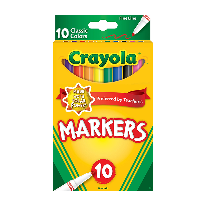 FINE LINE MARKERS, CLASSIC COLORS, 10 COUNT MARKERS by CRAYOLA at Sundora
