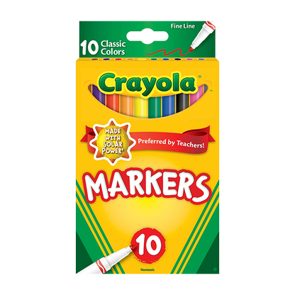 FINE LINE MARKERS, CLASSIC COLORS, 10 COUNT MARKERS by CRAYOLA at Sundora