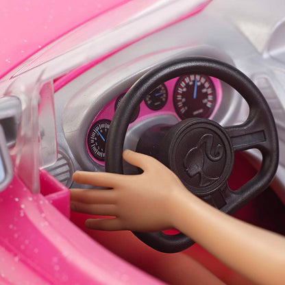 Doll &amp; Car Playset, Sparkly Pink 2-Seater Toy Convertible With Glam Details &amp; Fashion Doll - DJR55 DOLLS &amp; PLAYSETS by BARBIE at Sundora