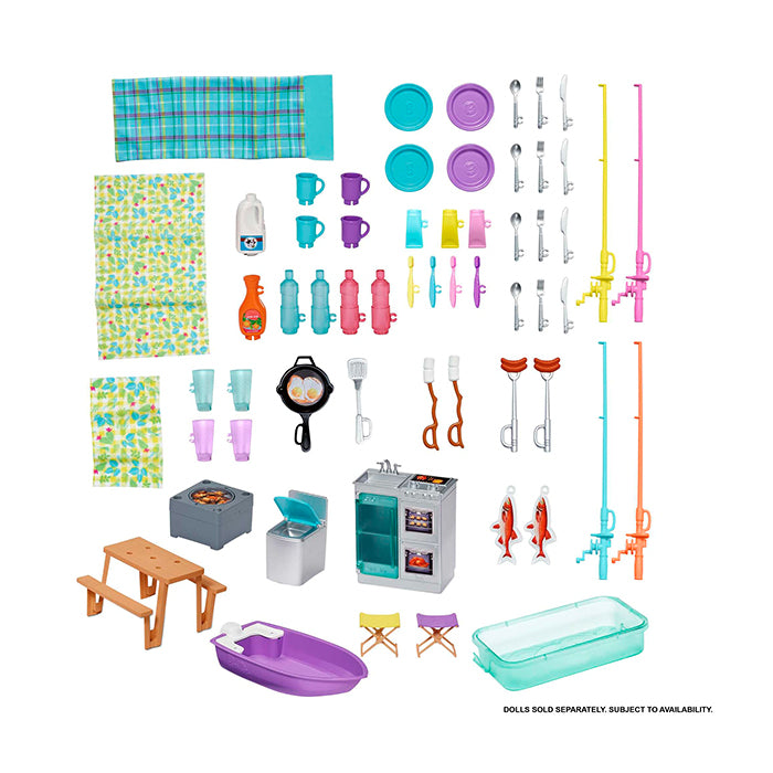 Camper, Doll Playset With 50 Accessories, Truck, Boat And House, 3-In-1 Dream Camper - GHL93 DOLLS &amp; PLAYSETS by BARBIE at Sundora