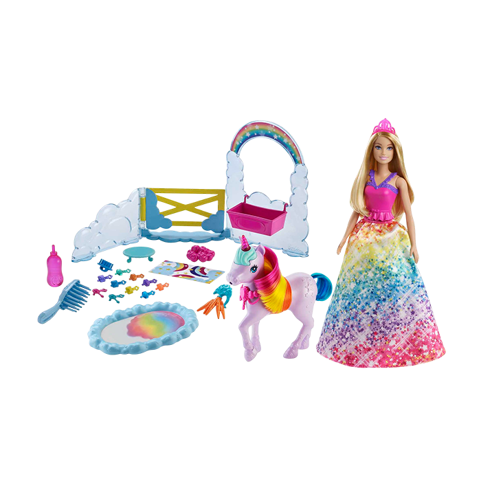 Dreamtopia Unicorn Pet Playset With Royal Fashion Doll, Unicorn Toy, Color Change, Potty Feature &amp; 18 Accessories - GTG01 DOLLS &amp; PLAYSETS by BARBIE at Sundora
