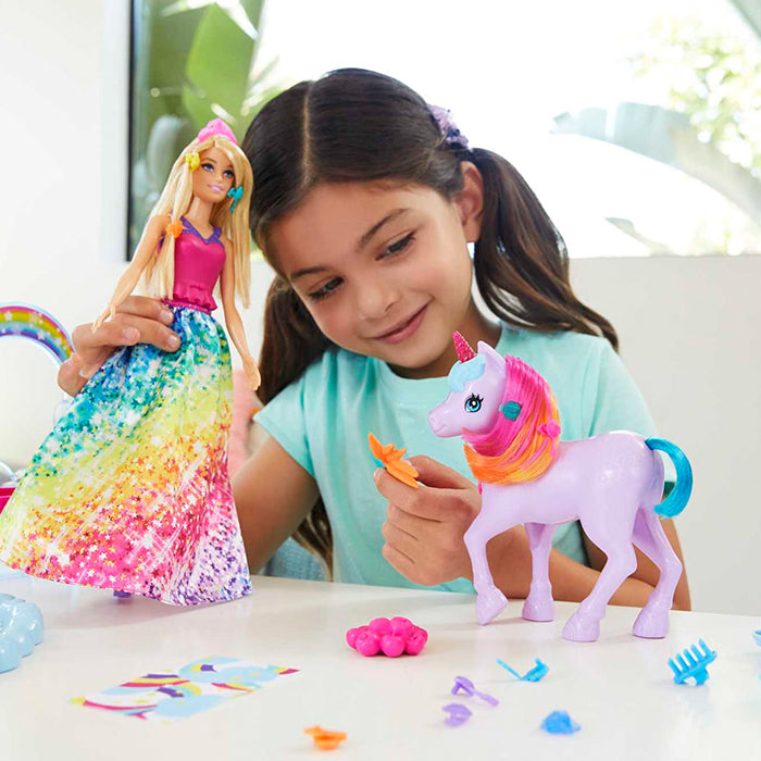 Dreamtopia Unicorn Pet Playset With Royal Fashion Doll, Unicorn Toy, Color Change, Potty Feature &amp; 18 Accessories - GTG01 DOLLS &amp; PLAYSETS by BARBIE at Sundora