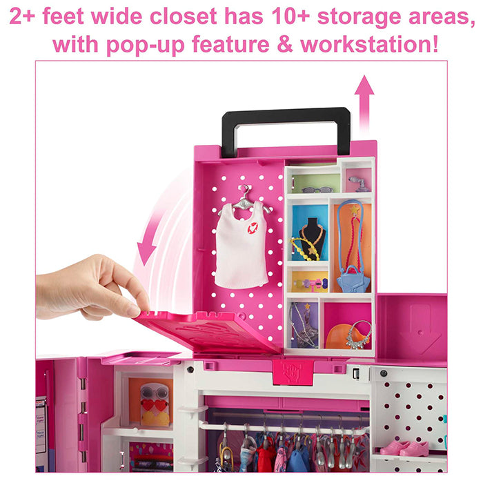 Closet Playset With 35+ Accessories, 5 Complete Looks, Pop-Up 2nd Level, Dream Closet - HBV28 DOLLS &amp; PLAYSETS by BARBIE at Sundora
