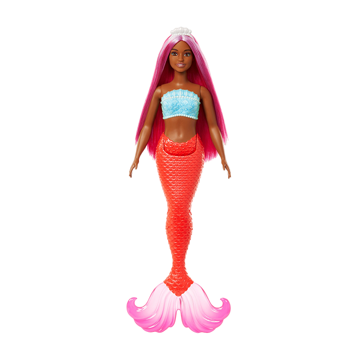 Barbie Mermaid Doll With Magenta Hair, Tropical Red Tail And Headband Accessory- HGR04 DOLLS by BARBIE at Sundora