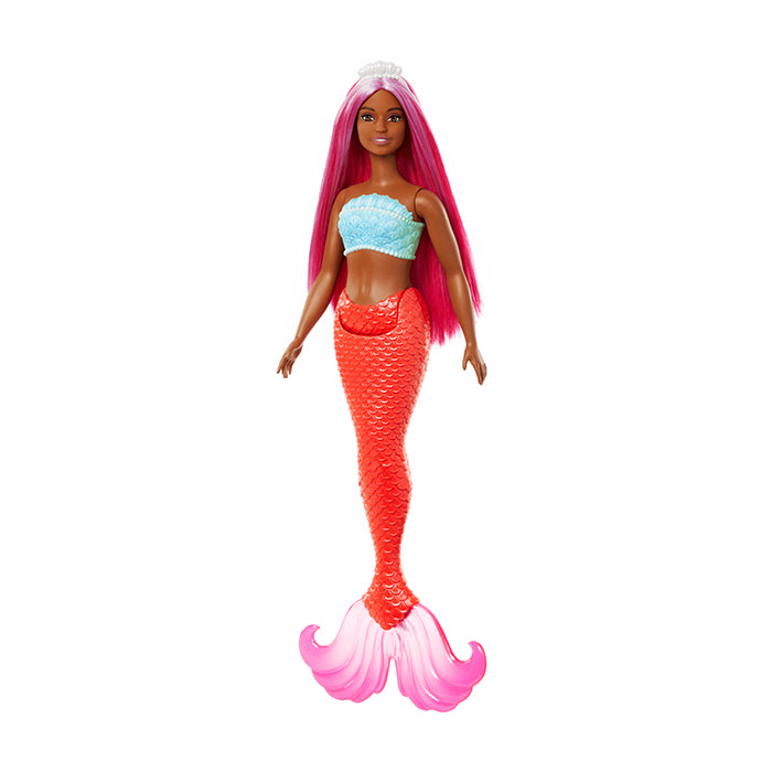 Barbie Mermaid Doll With Magenta Hair, Tropical Red Tail And Headband Accessory- HGR04 DOLLS by BARBIE at Sundora
