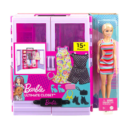 Ultimate Closet Doll and Playset Portable Fashion Toy with Doll, Clothes and Accessories - HJL66 DOLLS &amp; PLAYSETS by BARBIE at Sundora