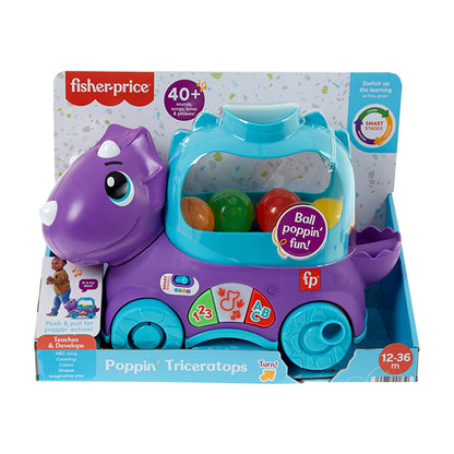 Poppin’ Triceratops Dinosaur Interactive Musical Learning Toy For Toddlers, 4 Balls - HJN99 EDUCATIONAL TOYS by FISHER-PRICE at Sundora